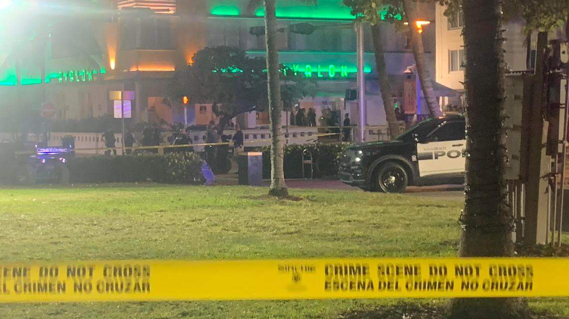 Police closed off an area on Ocean Drive in Miami Beach with crime scene tape after a shooting Friday night, March 17, 2023.