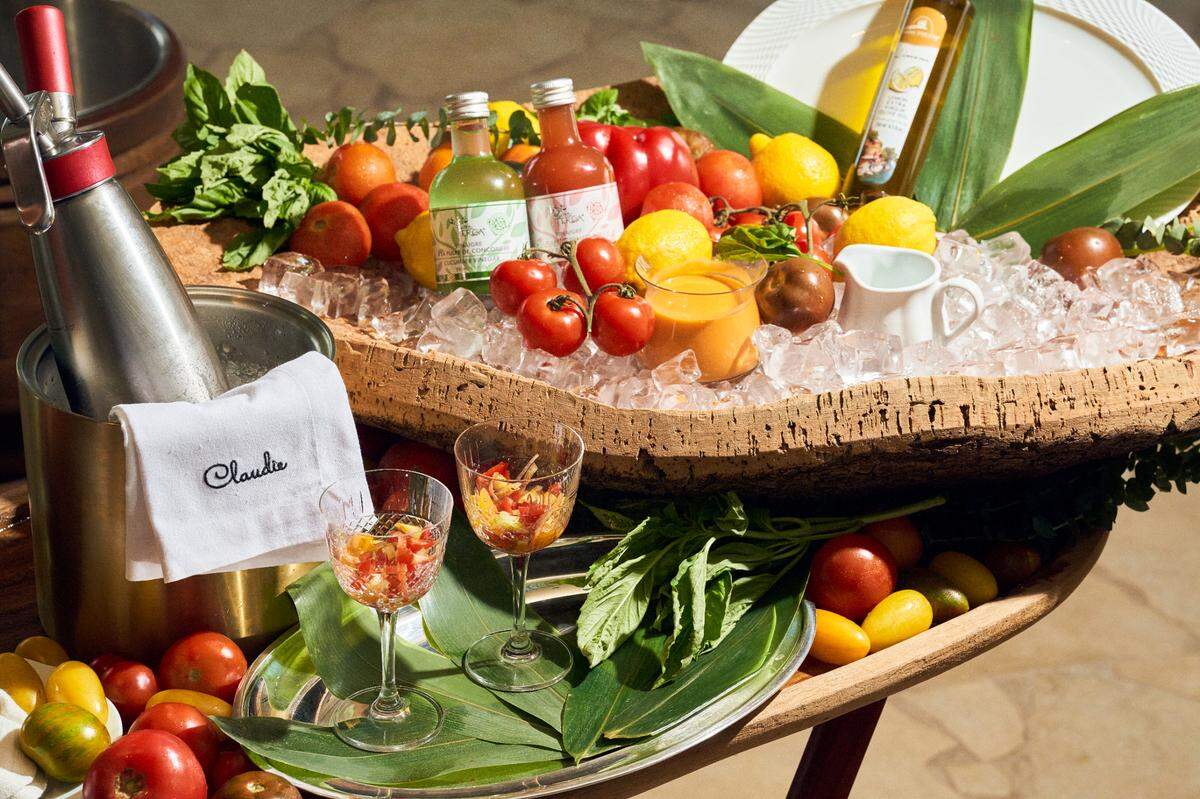 Tableside gazpacho is one of the signature dishes at Claudie, the new restaurant from the Mila and Casa Neos team, now open in Brickell.