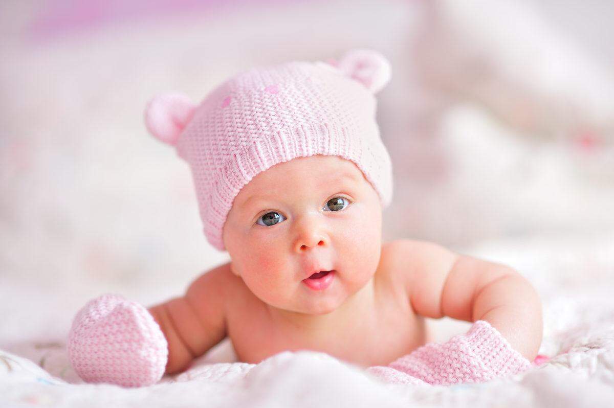 Newborn baby in pink