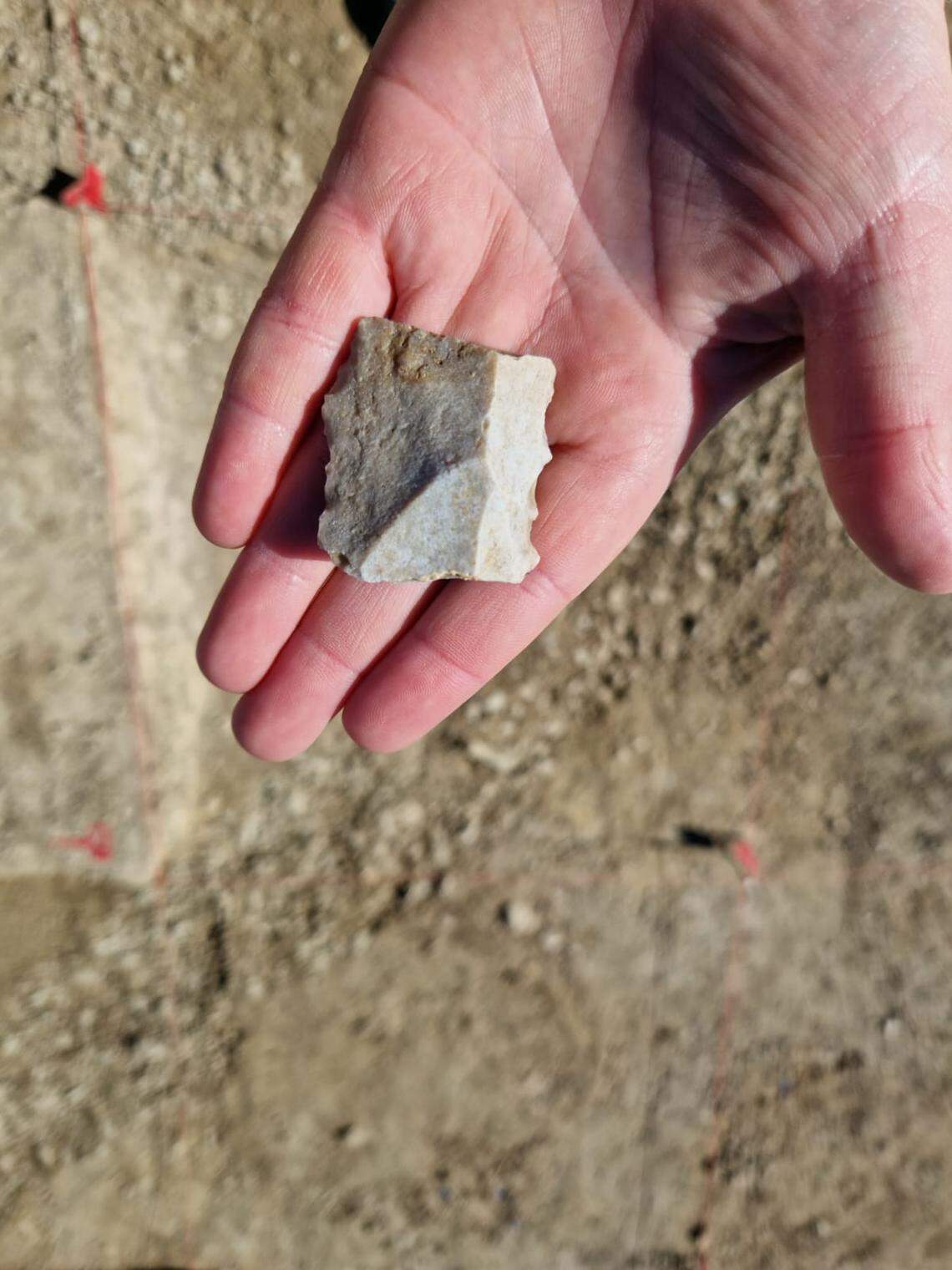 A stone artifact excavated from the cave.