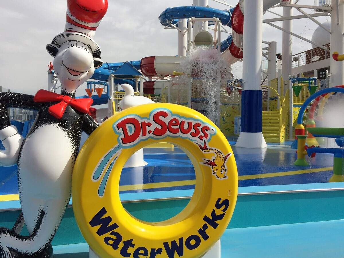 Entrance to Dr. Seuss WaterWorks waterpark on Carnival Horizon.