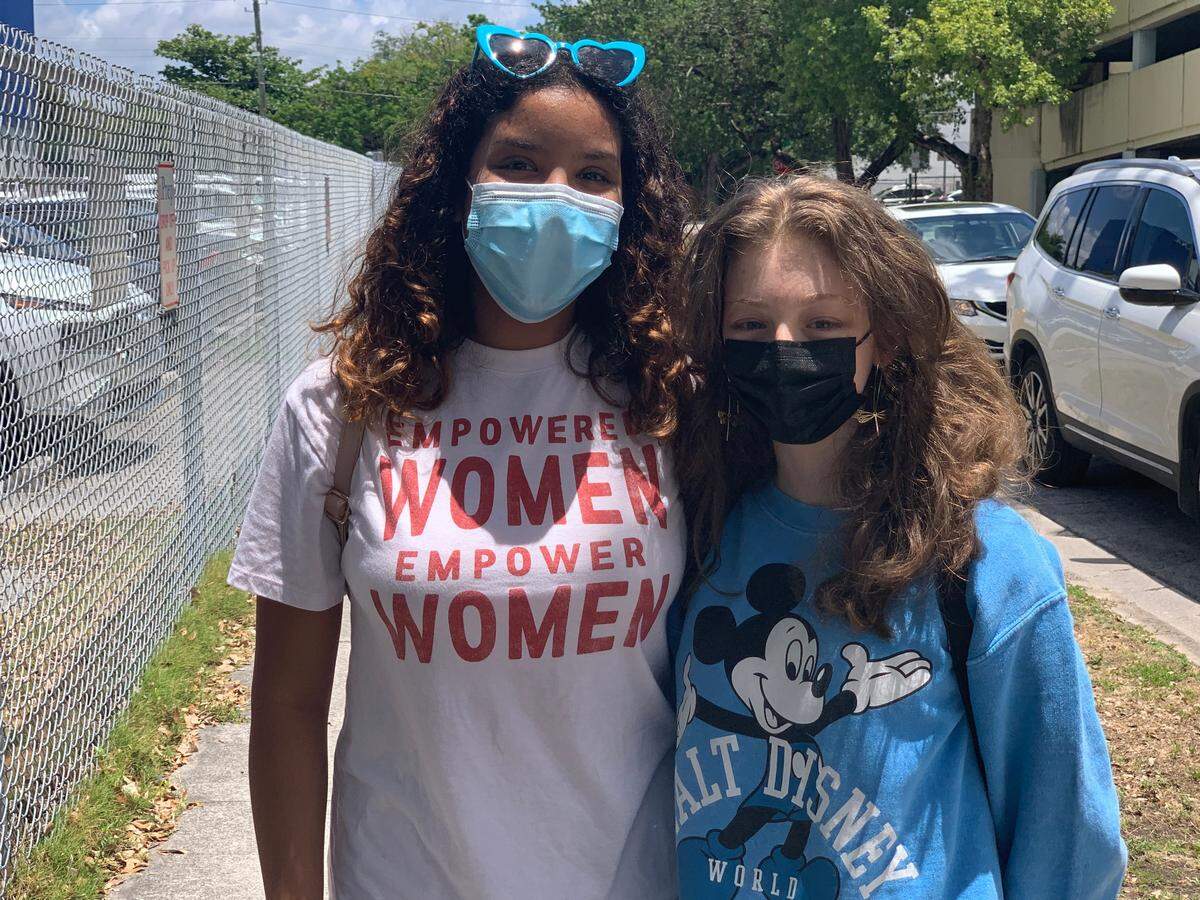 Aranxta Llamas, left, and Maria Luiza Cunha, just finished their freshman year at iPrep Academy, a K-12 Miami-Dade school in downtown Miami.
