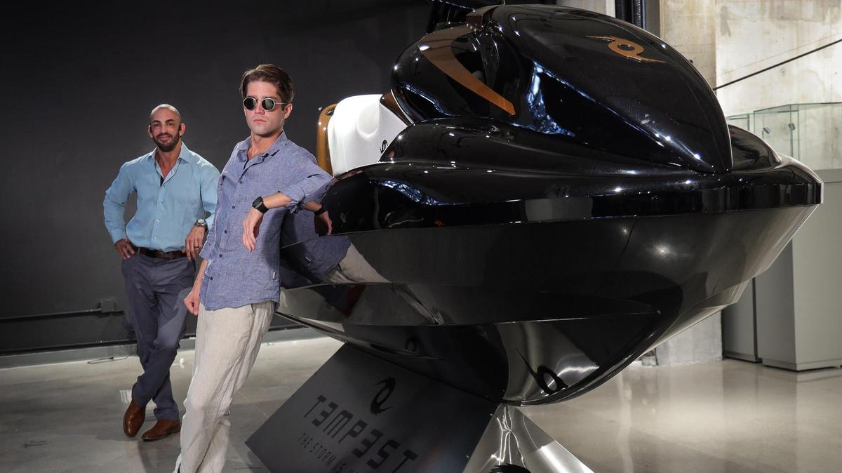 Axel Halvorssen, president of Maverick jet ski maker T3mp3st; and Giovanni Milito, the company’s head of manufacturing, at TheArsenale in the Design District.