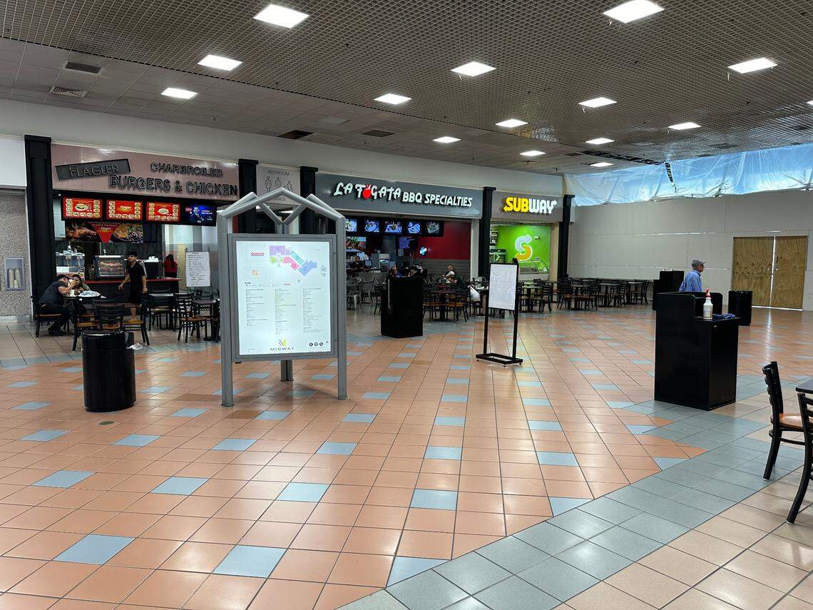 A small food court at Midway Crossings includes a Subway, La Fogata BBQ Specialties, Cajio’s Cuban Cuisine, Flagler Charbroiled Burgers & Chicken, Magic Grill and Yogurt Life.