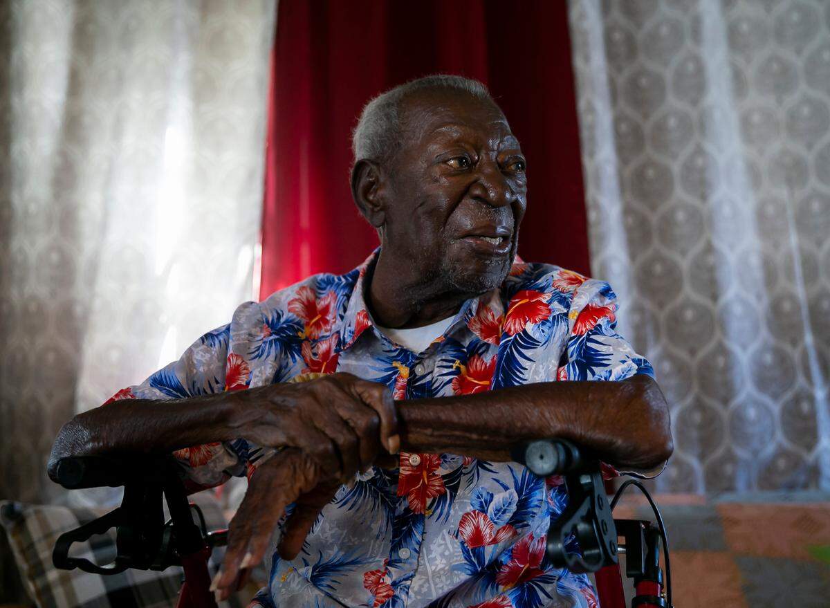 Key West musician Lofton “Coffee” Butler, 93, was photographed at his home in Stock Island on Saturday, Dec. 11, 2021.