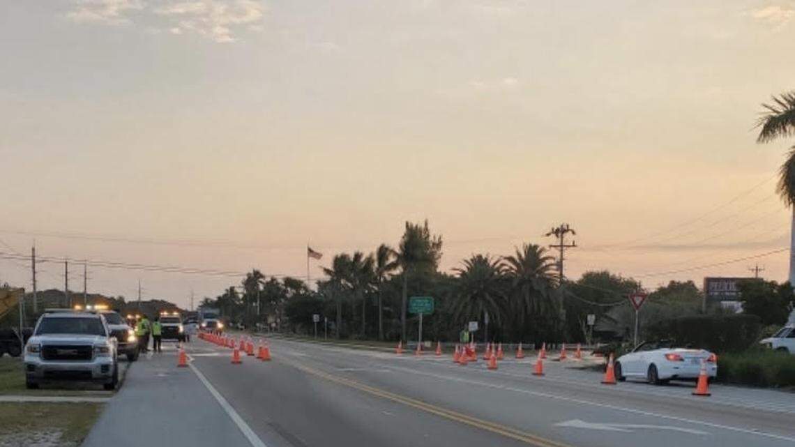 Florida Keys Aqueduct Authority workers repair a water main leak at mile marker 84.5 in Windley Key Wednesday, March 8, 2023. On Saturday night, March 11, another water main break blocked traffic on U.S. 1.