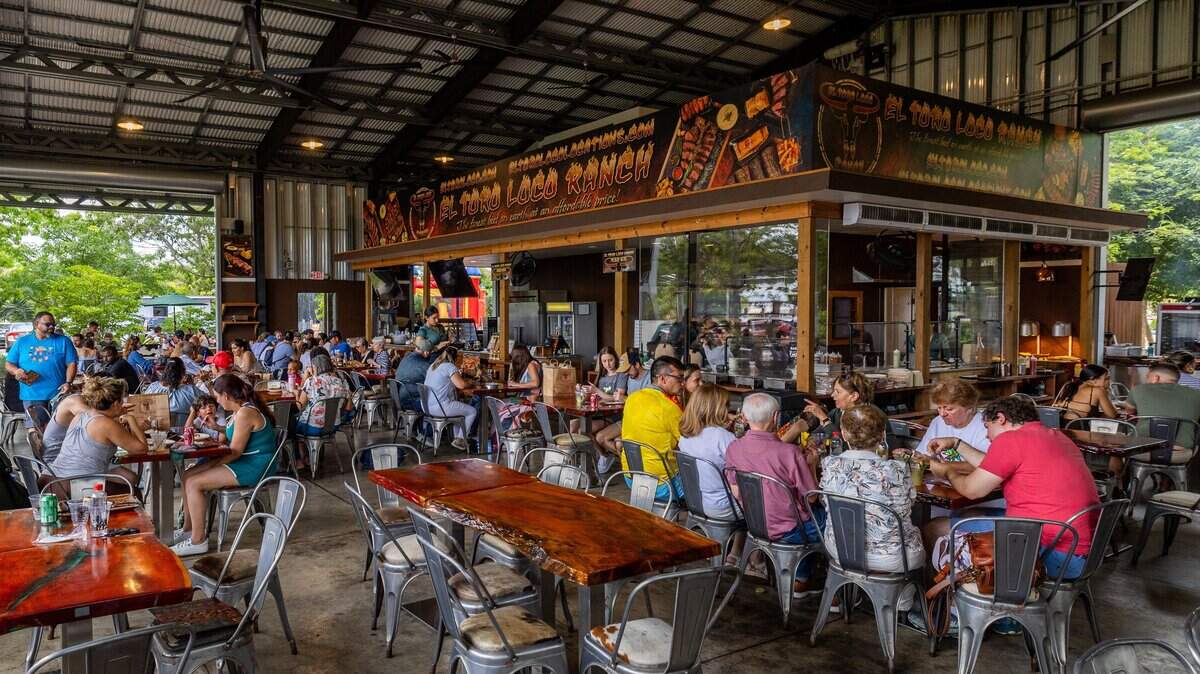 The dining area at El Toro Loco Ranch restaurant in the Miami Redlands, Fla., on Sunday, May 31, 2026. Open Friday through Sunday, the ranch is often packed with customers ready to enjoy steaks, drinks and the outdoors.