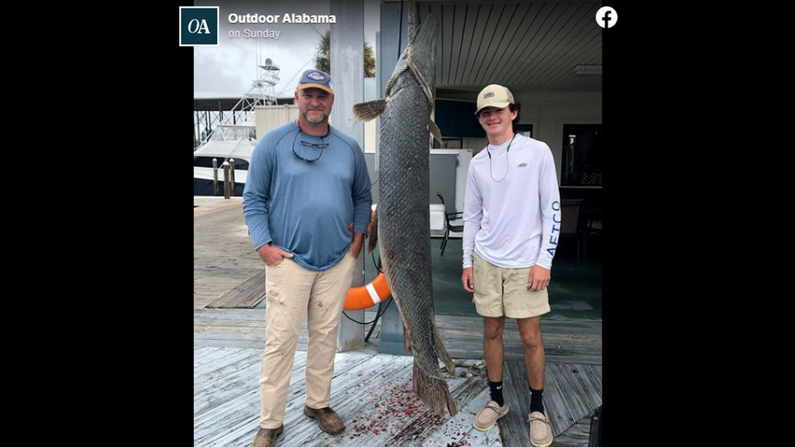 Keith and Huntley Dees encountered the massive alligator gar when they went bass fishing.