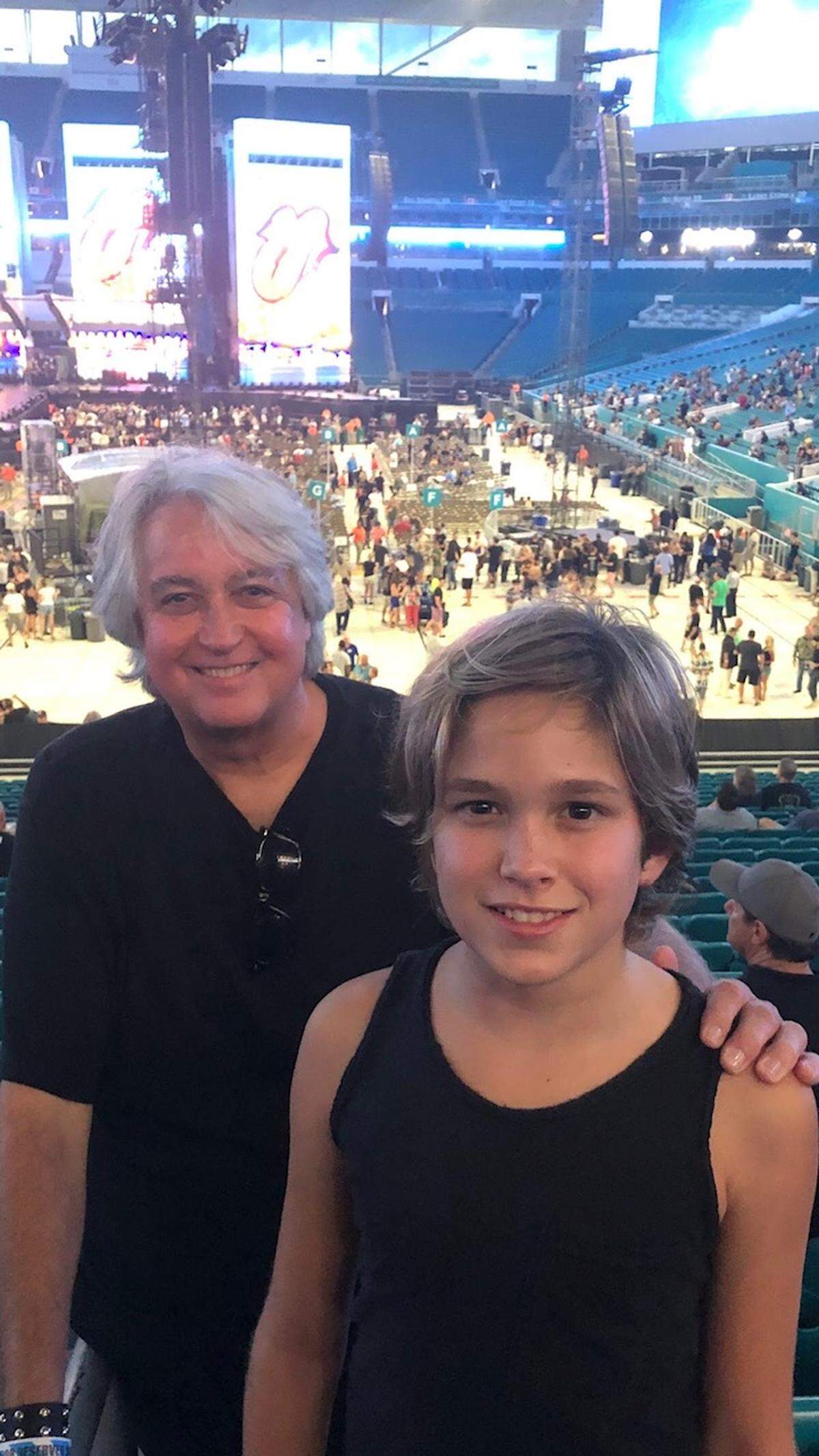 Ed Lieberman (left) and his grandson Oliver Lieberman (right) in a family photo. Ed was at the Deauville hotel for the taping of the Beatles’ performance on the “Ed Sullivan Show” in February 1964. Grandson Oliver plays guitar in The Sunset Four, a Miami Beach-based Beatles tribute band of 13-year-old Nautilus Middle School students.