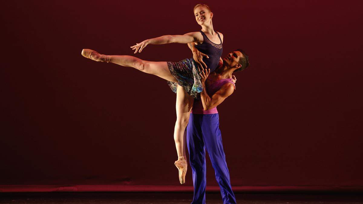 Dancers Chloe Freytag and Josue Justiz of Dimensions Dance Theater of Miami.