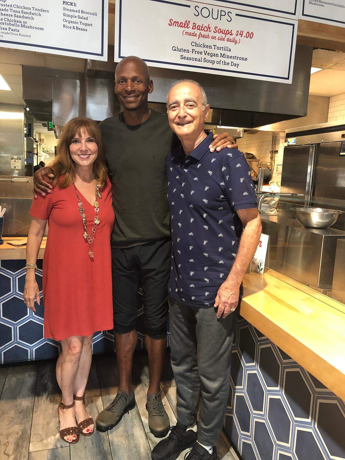 (L to R) Judge Marilyn Milian of People’s Court, former Miami Heat star Ray Allen and Holocaust educator Aley Sheer meet to plan a Thanksgiving week for students to Auschwitz and other Holocaust sites in Poland.