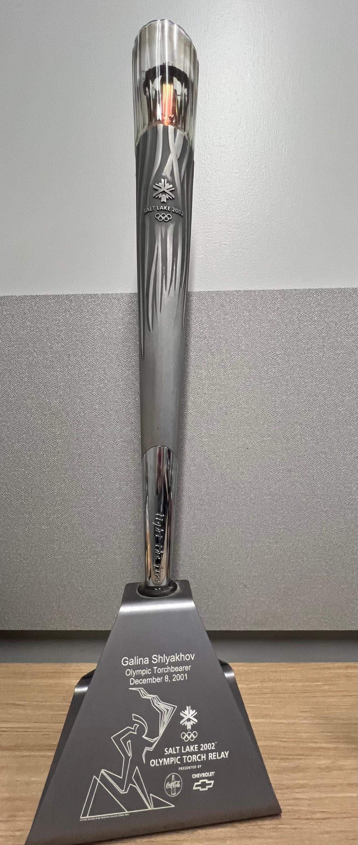 &nbsp;Galina Shlyakhov received this trophy for being an Olympic torchbearer leading up to the 2002 Salt Lake City, Utah, Winter Games. 