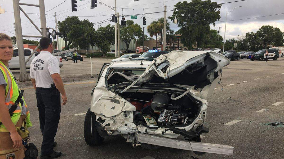 This is all that is left of a 94-year-old man’s four-door sedan after it was struck in the rear by a Brightline train after the car stopped on the railway tracks at 8:55 a.m. Aug. 28, 2018. The driver walked away uninjured.