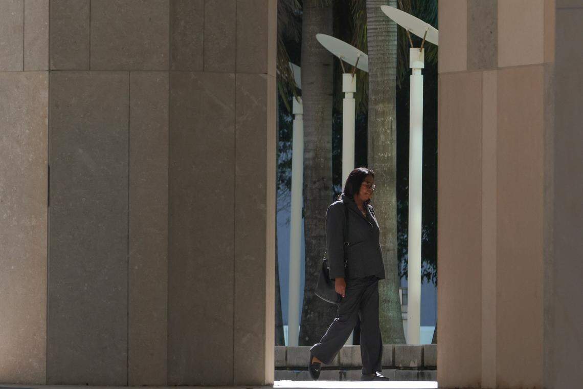 Former COO of Jackson Health Foundation Charmaine Gatlin arrives for a plea hearing at the Wilkie D. Ferguson Jr. U.S. Courthouse in Miami, Florida, Thursday, September 11, 2025. 