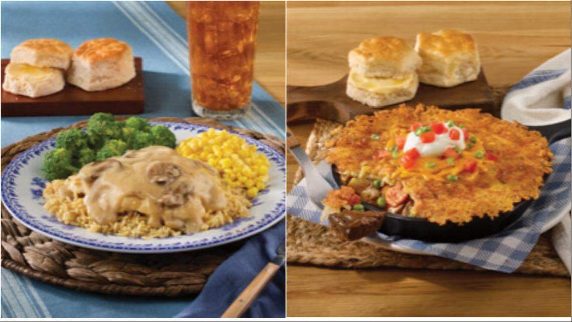 Cracker Barrel’s new chicken and rice and hashbrown casserole shepherd’s pie are part of the restaurant’s menu revamp test in Texas.
