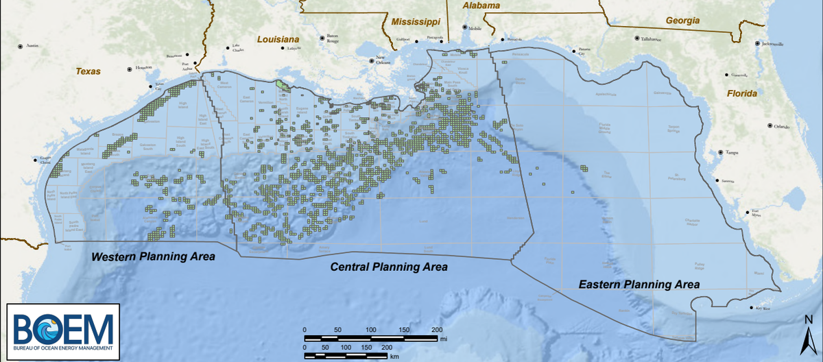 The Gulf is split into three planning areas, with the Eastern Planning Area currently off limits to drilling. According to a new proposal from the Trump administration, part of the Eastern Gulf would open to drilling in 2029.