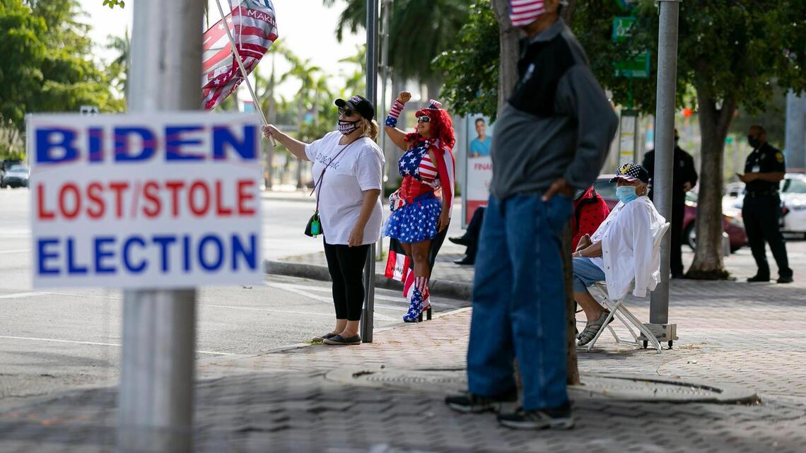 Pro-Trump Miamians gather in support of the outgoing president days before inauguration
