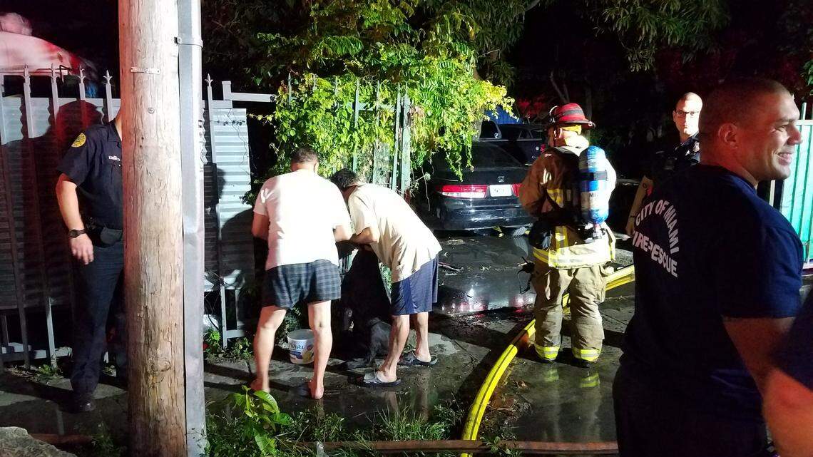 After getting the family out, Miami Fire Rescue workers were able to save the family dog.