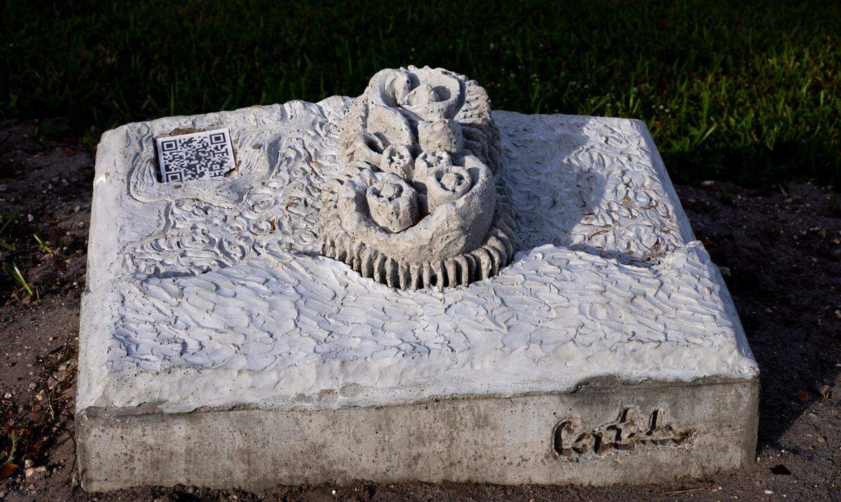Permanent concrete structure shows that Oak Grove Park, located in the Golden Glades, sits eight feet above sea level.