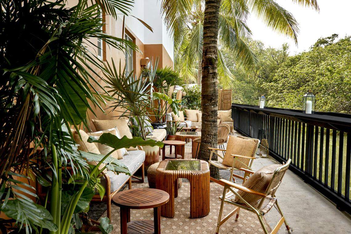 The terrace at Layla overlooks the Collins Canal. There’s also an indoor dining area.