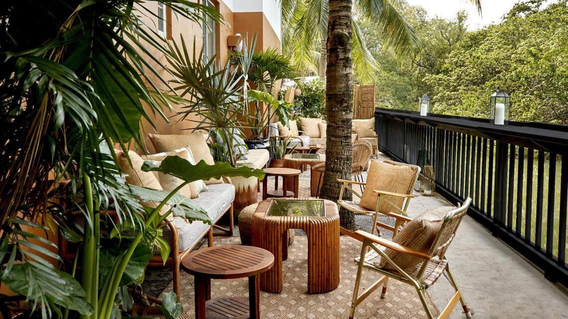 The terrace at Layla overlooks the Collins Canal. There’s also an indoor dining area.