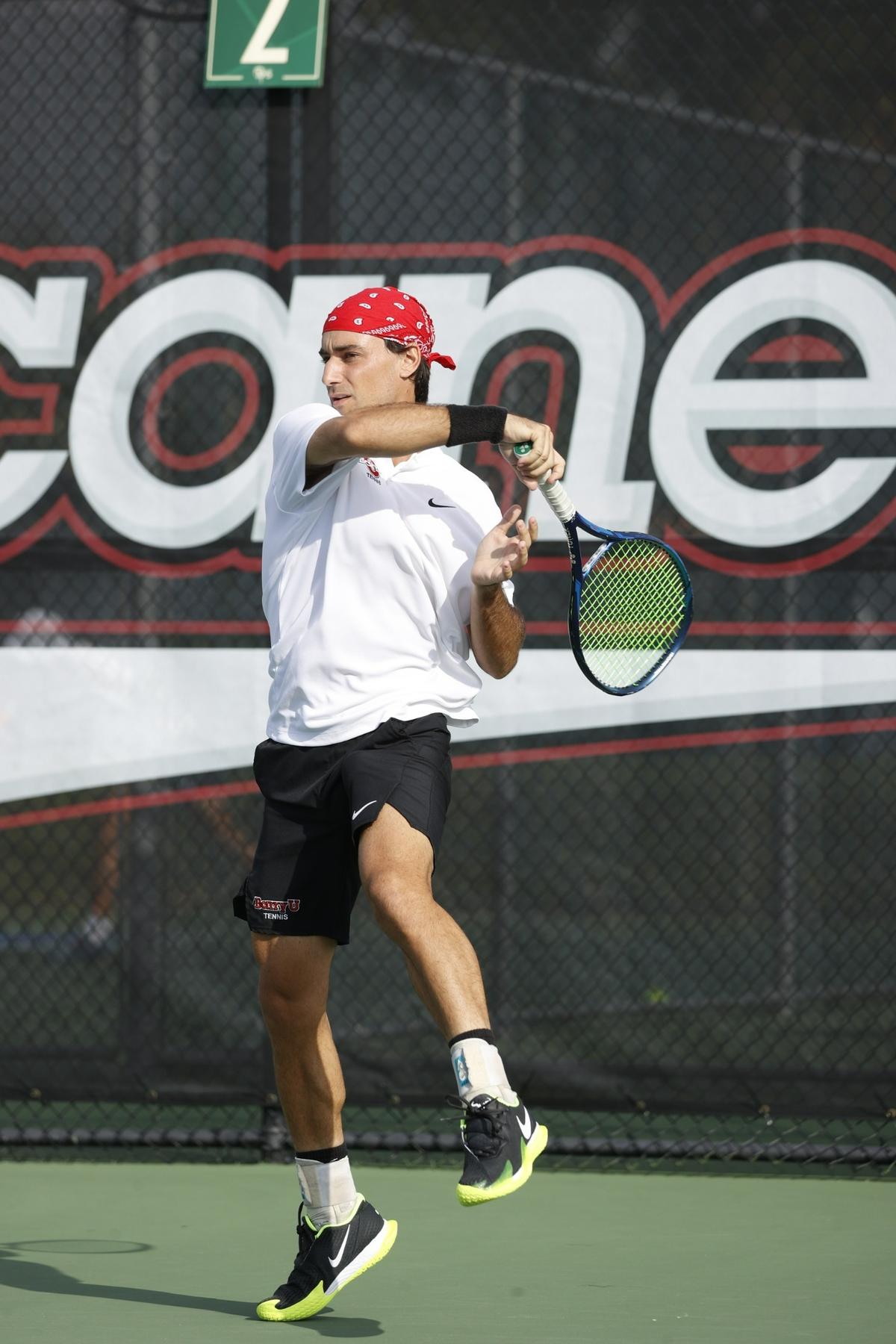 Alejandro Palacios, Barry University’s No. 2 singles player, scored a key win for the Bucs on their way to securing a national championship.
