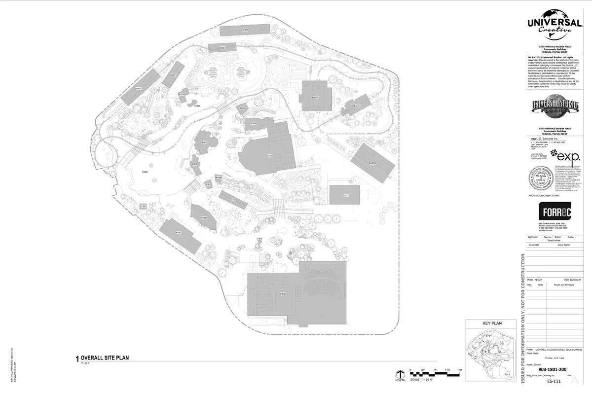 The newest, not-yet-approved site plan for Epic Universe shows in great detail what could be one of its four themed areas.