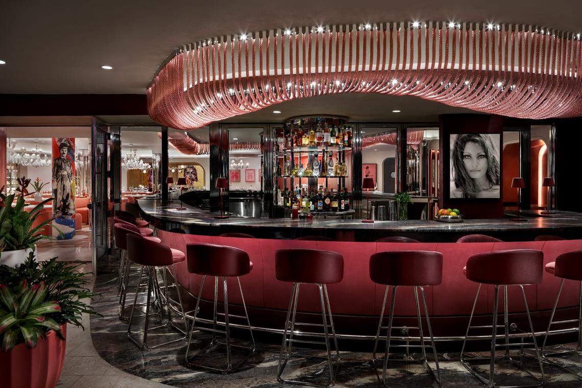 The bar at Sofia Italian restaurant in Miami’s Design District.