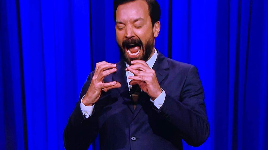 Screen grab from Jimmy Fallon’s “The Tonight Show” on Nov. 18, 2022. The NBC comedian poked fun at the Tyson meats recall earlier that week of some ground beef products due to the possibilities some may contain foreign “mirror-like” matter.