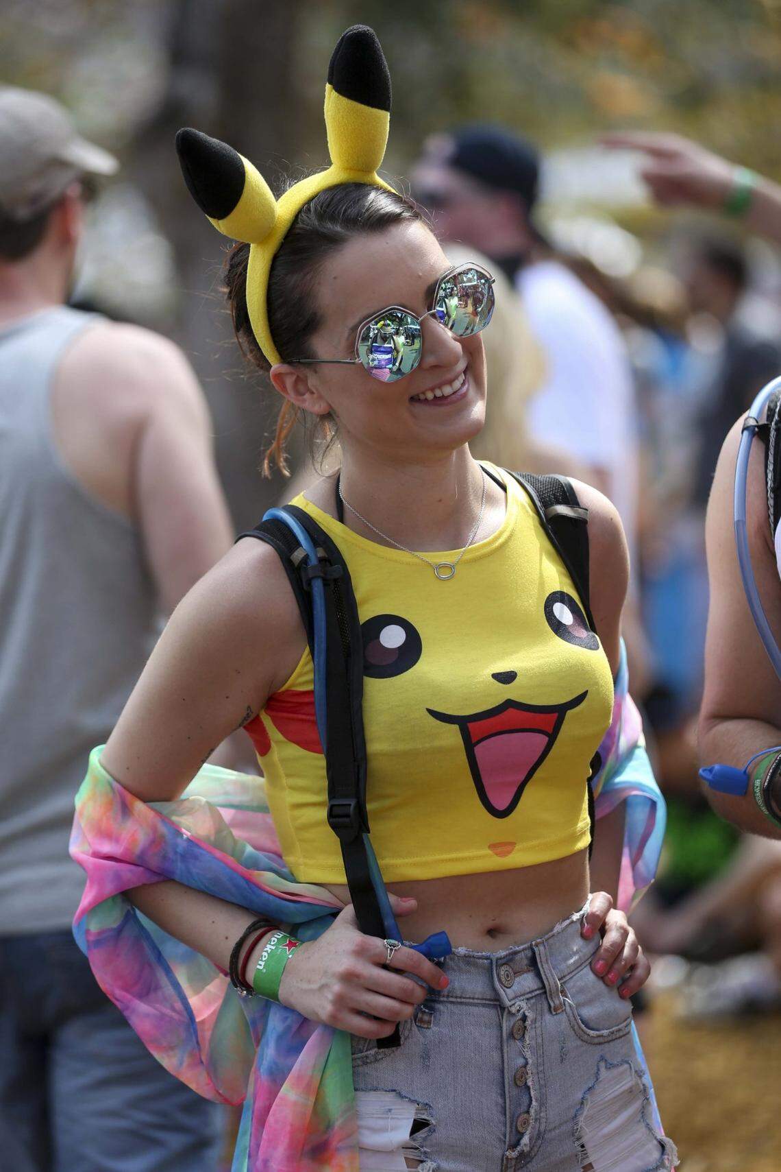 Shannon Hill, 25, from Texas, wears a Pikachu costume at Ultra in 2017.