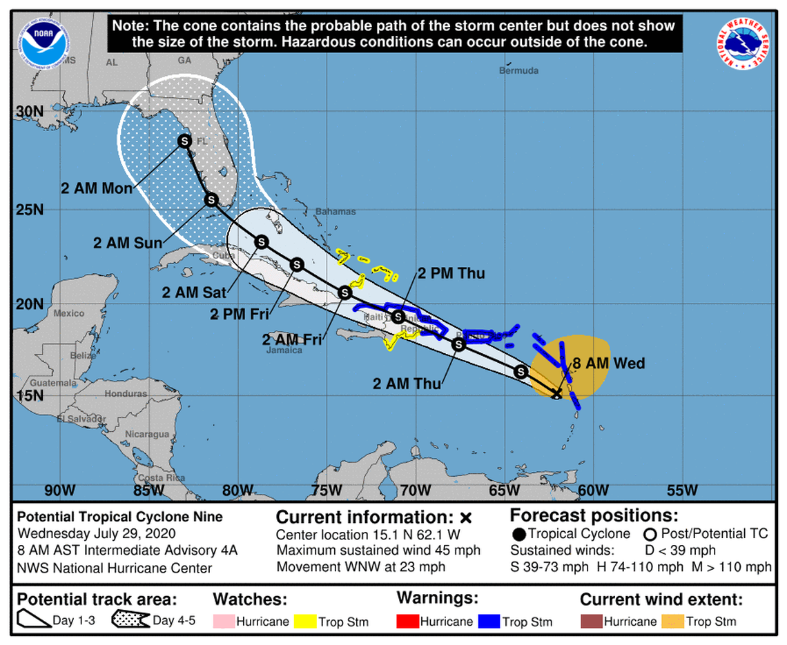 Potential Tropical Cyclone Nine is still not Tropical Storm Isaias.