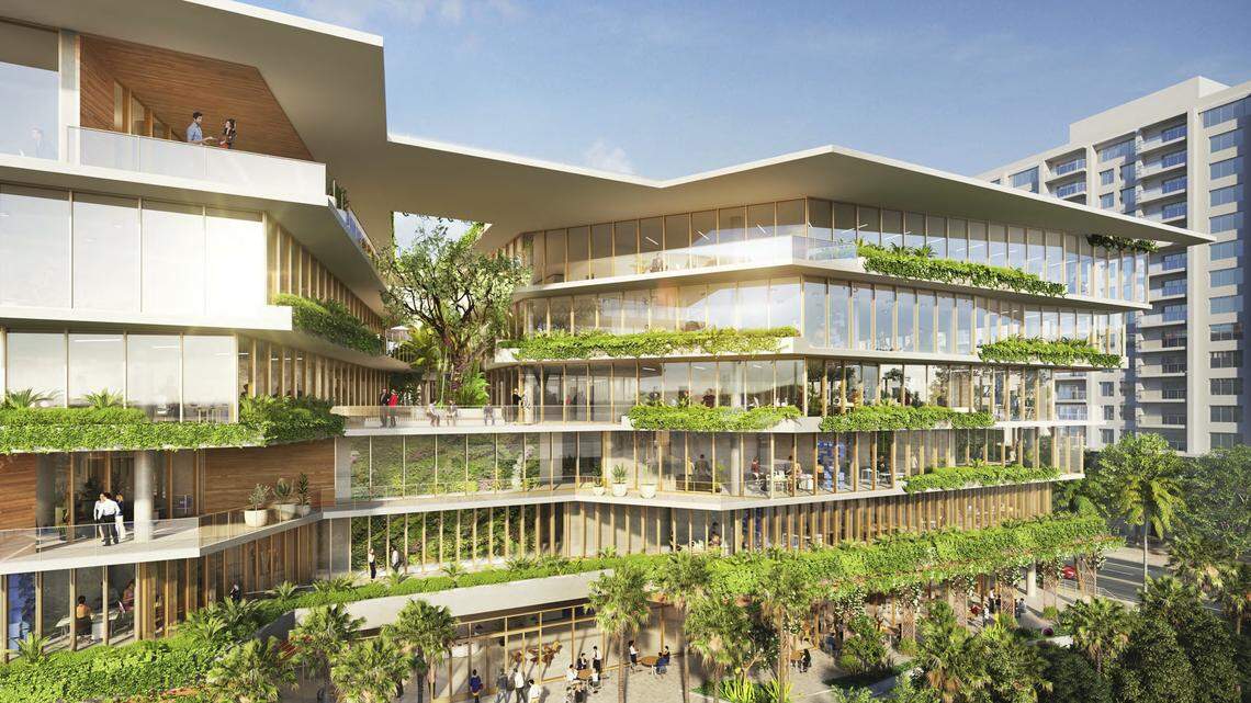 Architectural rendering of the Starwood Capital Group headquarters to be built at 2340 Collins Ave. in Miami Beach.