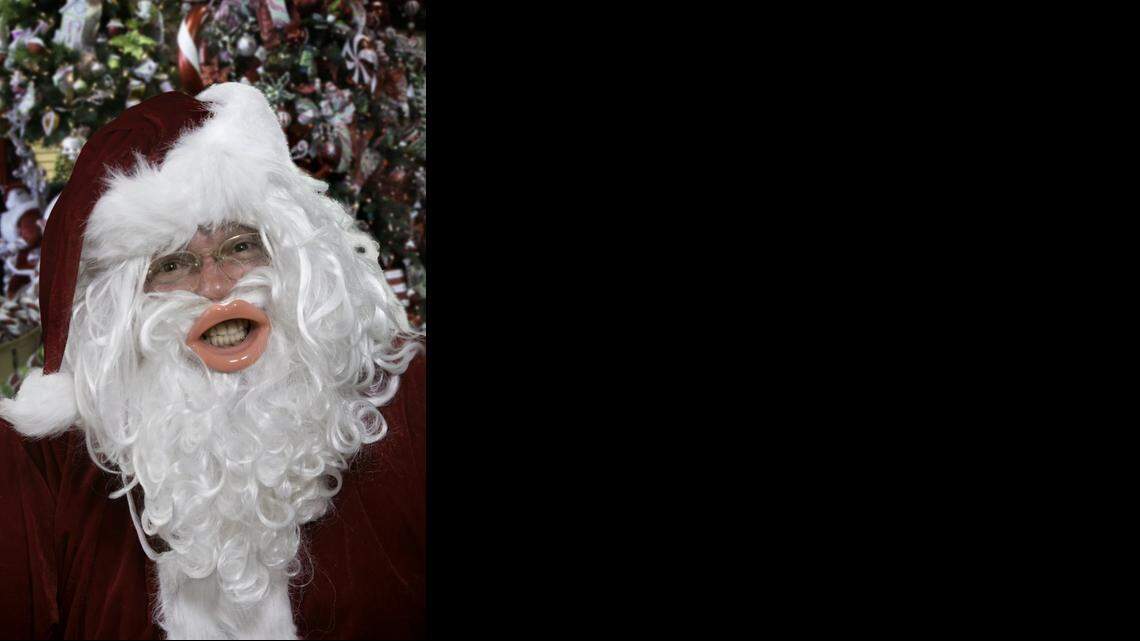 Ho ho ho: Santa models the Face Slimmer Exercise Mouthpiece.

