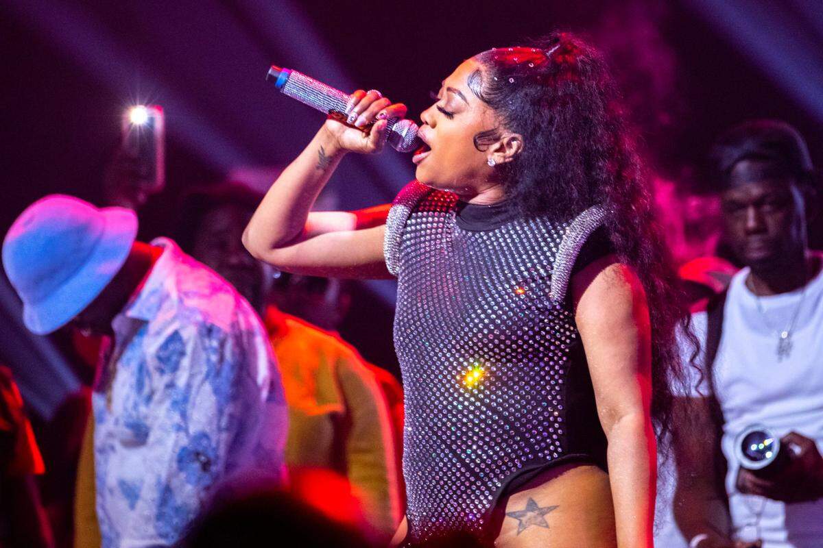 Trina performs at Trick Daddy ‘s 25th Anniversary Show at the James L. Knight Center in Miami, Florida, on Sunday, April 16, 2022.
