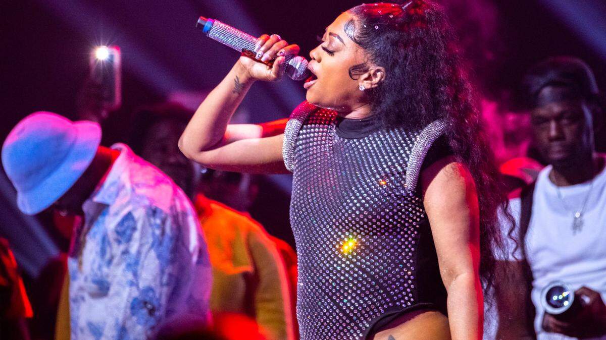 Trina performs at Trick Daddy ‘s 25th Anniversary Show at the James L. Knight Center in Miami, Florida, on Sunday, April 16, 2022.