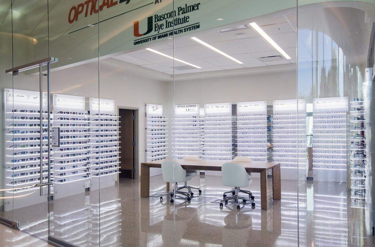  Miami, Florida, September 30, 2025 - Optical store at the University of Miami Health System's, UHealth SoLé Mia Medical Center.