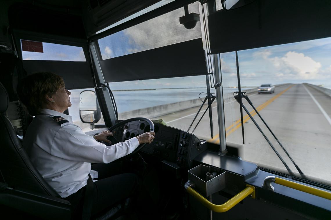 The Dade-Monroe Express bus makes its way down to Marathon from Florida City on Tuesday, August 27, 2019.
