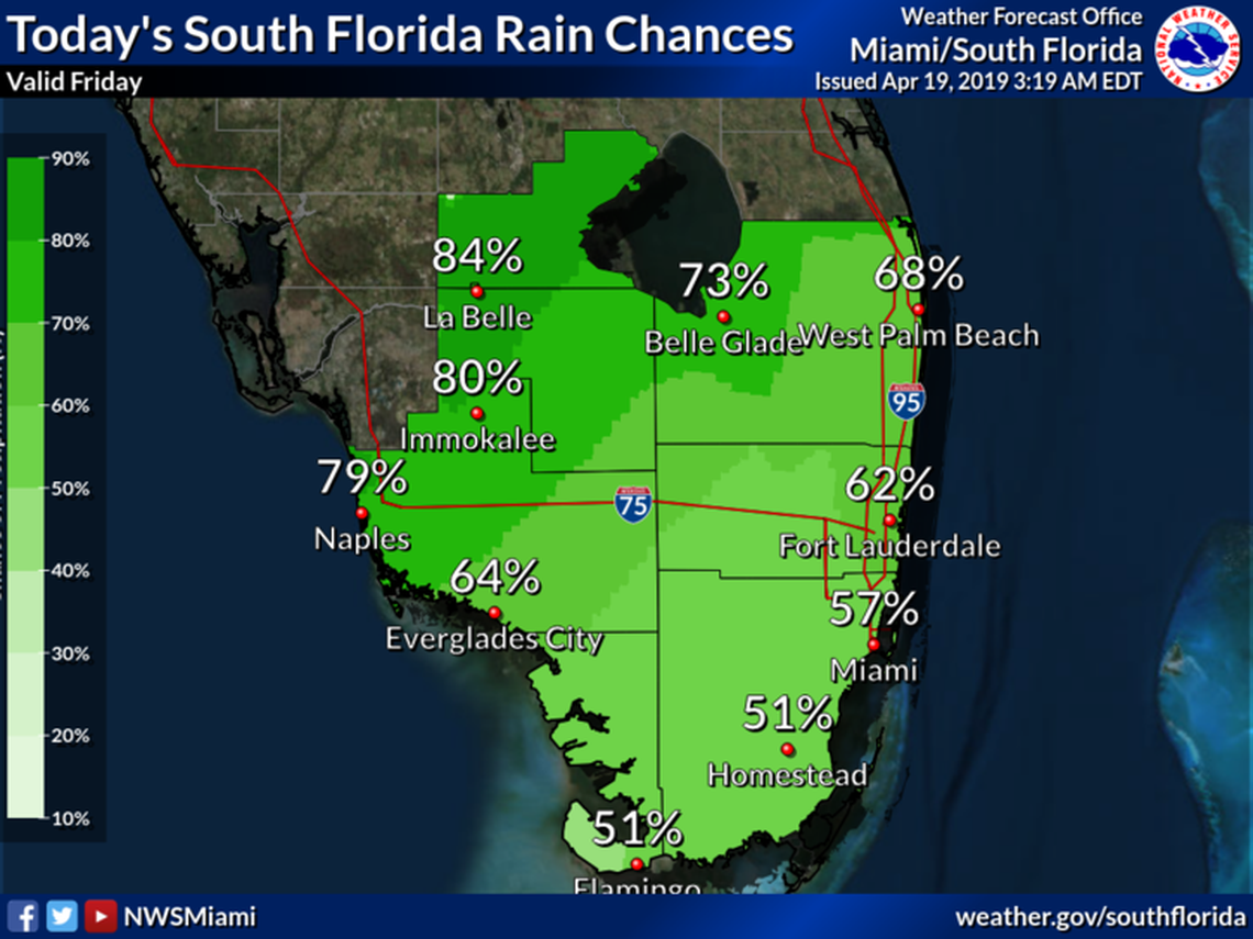 South Florida rain chances, according to the National Weather Service.