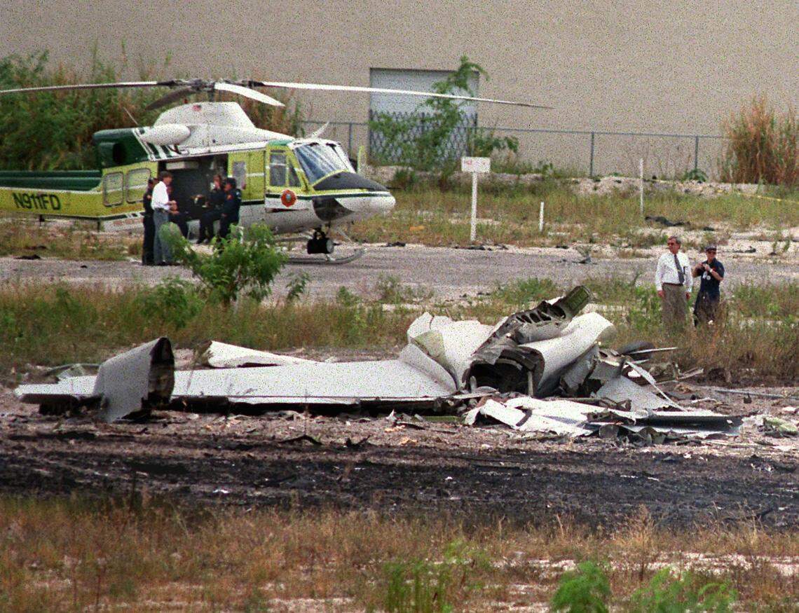 Tail section of the crashed Fine Air cargo plane.