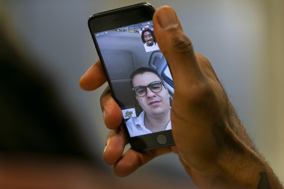 Amar’e Stoudemire, 36, a former NBA player, talks with Brian Wolfson, 20, a junior and a member of Hillel at Florida International University, on Friday, September 13, 2019. Stoudemire is developing a comprehensive program that seeks to unify the Jewish and African-American students on campus.
