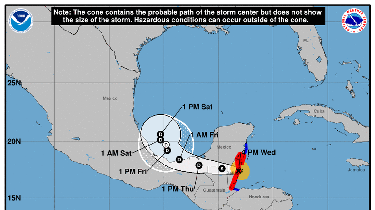 National Hurricane Center map on Hurricane Lisa’s trajectory in the 5 p.m. Wednesday, Nov. 2, 2022, advisory.
