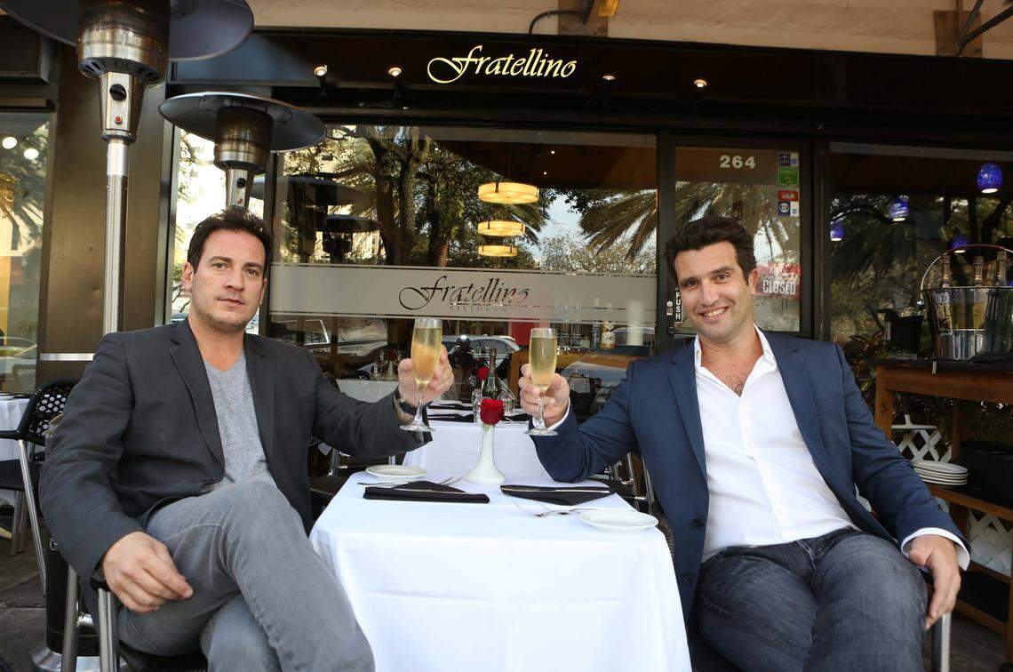 Beto DiCarlo and Sergio Tarantini, owners of the Italian restaurant Fratellino on Miracle Mile in Coral Gables, in 2016.