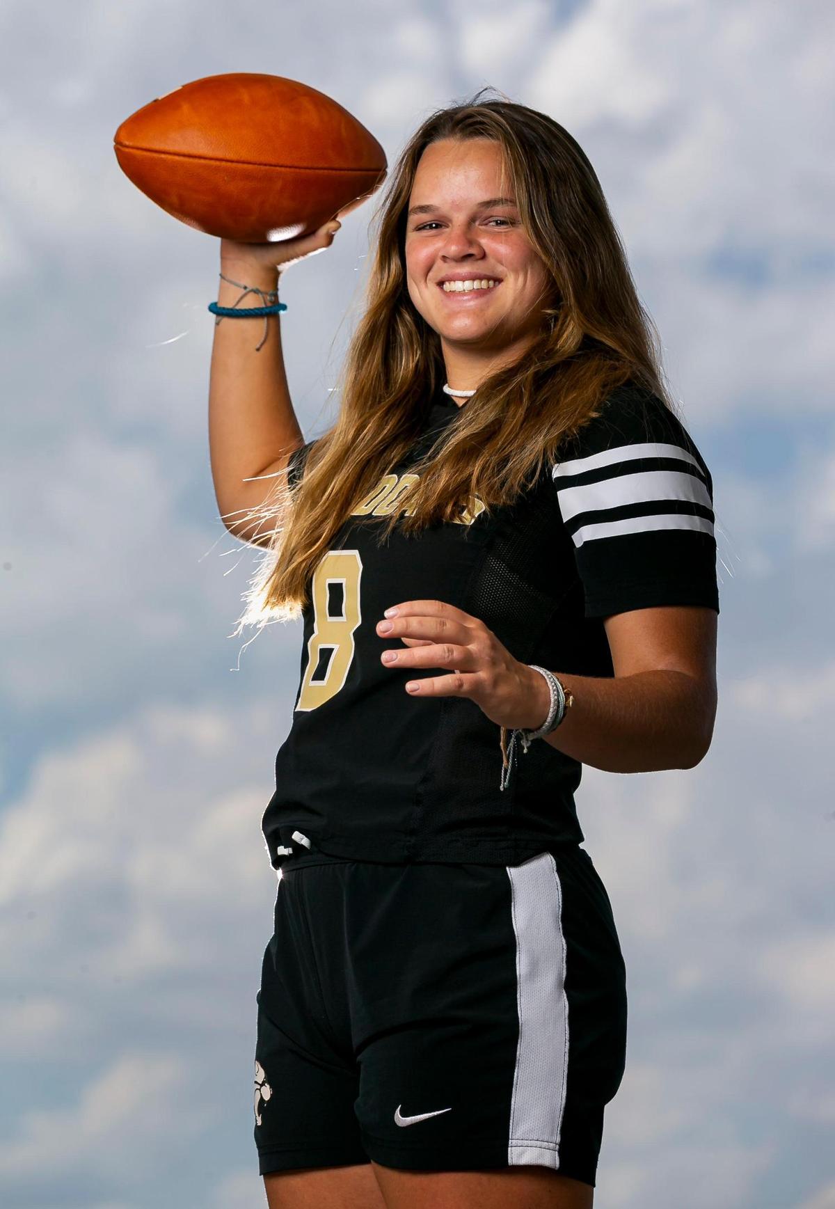 Broward Flag Football Player of the Year Sydney Ford, from Western High School, is photographed at Brian Piccolo Park in Cooper City, Florida on Tuesday, May 17, 2022.
