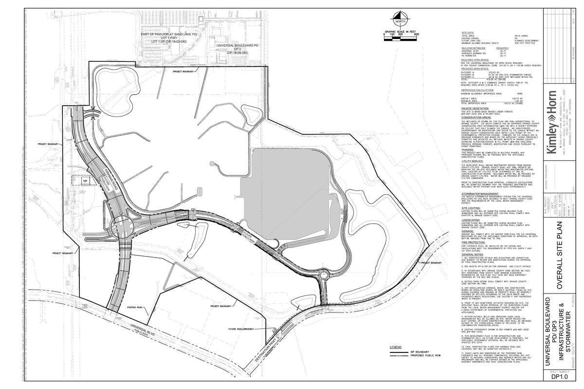 Overall Site Plan for the area near Universal Boulevard and Destination Parkway. This is the location for the new Universal theme park, Epic Universe.