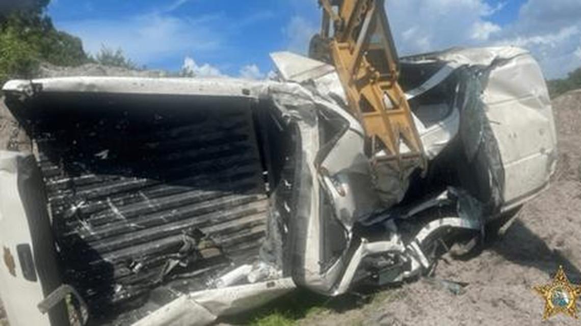 An argument over drug money turned violent when a man took a woman’s pickup truck to his workplace and crushed it with an excavator, Florida deputies say.