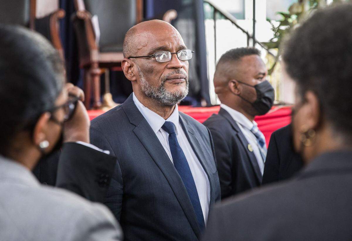 Prime Minister Ariel Henry is sworn in as Haiti’s new leader during a ceremony in Port-au-Prince, Haiti, on July 20, 2021.