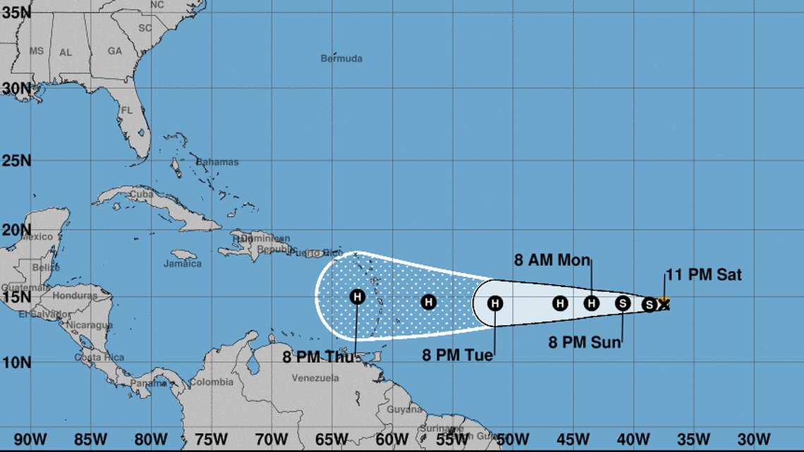 Tropical Storm Isaac named and growing in the Atlantic, National Hurricane Center says