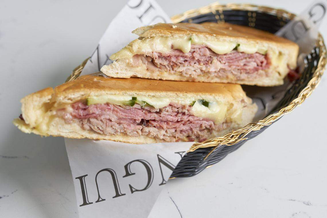A pressed Cuban sandwich from Sanguich de Miami, which is opening a new restaurant in Coral Gables.