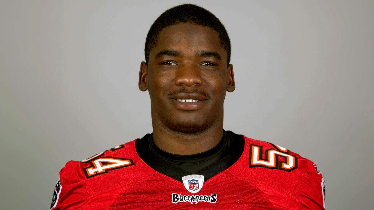 This is a photo of Geno Hayes of the Tampa Bay Buccaneers NFL football team. This image reflects the Tampa Bay Buccaneers active roster as of Monday, Aug. 8, 2011.