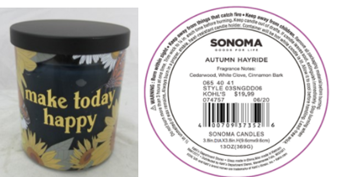 Make Today Happy Sonoma Goods for Life branded three-wick candle
